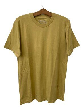 Homefield TShirt Medium Crewneck Short Sleeve Yellow Cotton Poly Plain Basic Tee